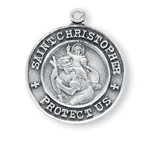  Round St. Christopher w/St. Raphael Back & 24 Chain   Boxed St 