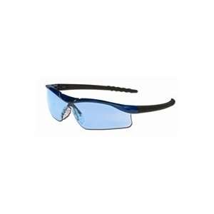 CREWS INC. DL313 Dallas Wraparound Safety Glasses Blue Metallic Frame 