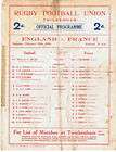 ENGLAND v FRANCE 1928 RUGBY PROGRAMME 25 FEBRUARY   GRA