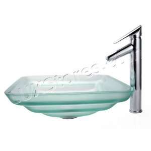 Frosted Oceania Glass Sink and Decus Faucet C GVS 930FR 19mm 1800CH 
