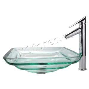 Clear Oceania Glass Sink and Decus Faucet C GVS 930 19mm 1800CH 18 L 