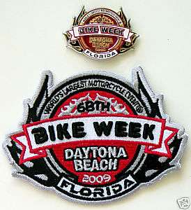 New 2009 Official Daytona Bike Week Cycle Patch & Pin  