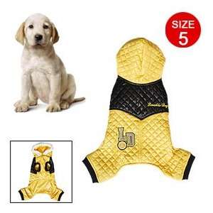  Size 5 Dog Pet Hooded Clothes Cotton padded Yellow Pet 