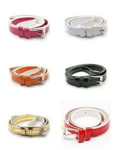 Womens Cute Candy color PU leather Thin Belt  