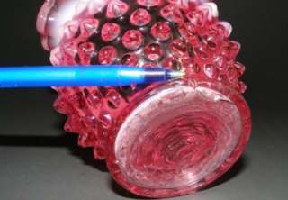   ART GLASS CRANBERRY OPALESCENT HOBNAIL (1) VASE & (1) ROSE BOWL  