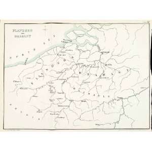  1892 Lithograph Map Flanders Brabant Belgium Hundred Years 