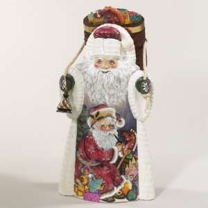 11.5 Russian Czar Treasures Wooden Santa Claus with Backpack Figure