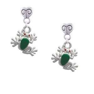 Mini Green Tree Frog Mini Heart Charm Earrings Jewelry
