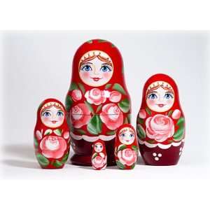  RUSSIAN FLORAL MAIDEN TRADITIONAL MATRYOSHKA 5 PIECE 