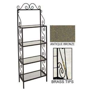  Antique Bronze 36 Glass and Iron Bakers Rack with Brass 