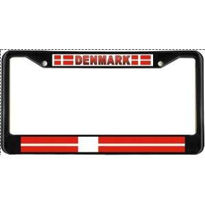 Denmark Danish Flag Black License Plate Frame Metal Holder