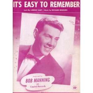  Its Easy to Remember Vintage 1935 Sheet Music recorded by Bob 