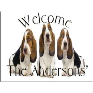  Bassett Hounds Personalized Ceramic Welcome Sign