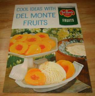 Old 1958 Del Monte   FRUITS   Grocery Store Advertising POSTER   Can 