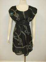 NWT $106 Delicia lace tie Floral LBD black dress S M L  