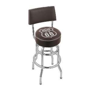  Route 66 Steel Stool with Back, 4 Logo Seat, and L7C4 