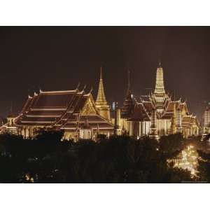  A Night View of the Illuminated Grand Palace in Bangkok 