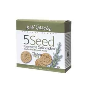 Garcia 5 Seed Rosemary & Garlic Crackers, Organic 4 oz. (Pack of 