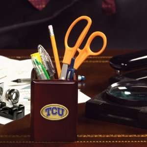  NCAA Texas Christian Walnut Pencil Holder for Office Desk 