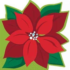  Holiday Buzz Poinsettia Die Cut Lunch Napkins 16ct Toys 