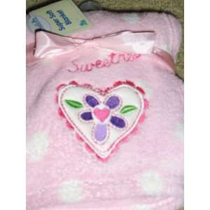 Sumersault Super Soft Sweetheart Baby Blanket Heart/Flower Applique 