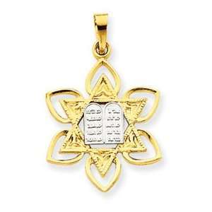  14k Yellow Gold Fancy Star of David with Table Pendant 
