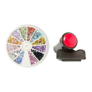Moyou 1000 Mix rhinestones with 12 different colors and shapes+ Stamp 
