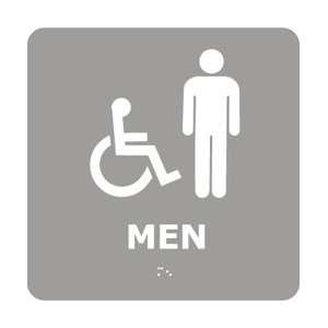 ADA4WGR   ADA, Braille, Men (w/Handicap Symbol), Gray, 8 X 8  