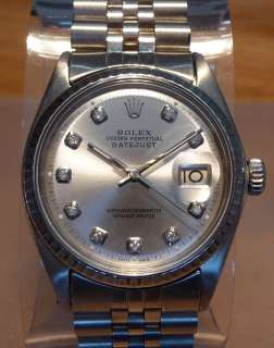 ROLEX OYSTER PERPETUAL DATEJUST DIAMOND DIALED 1968 STAINLESS STEEL 