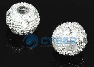 Silver Sparkle Spacer Rhinestone Rondelle Beads 4pcs  