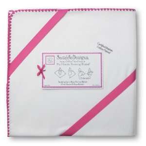 SwaddleDesigns Organic Ultimate Receiving Blanket   Ivory with Fuchsia 