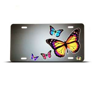  Gray Yellow Butterfly Novelty Airbrushed Metal License 