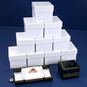   Black & White Leather Snap Closure Ring Boxes Displays