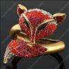 Huge Red Fox Animal Swarovski Crystal fashion jewelry gold Bracelet 