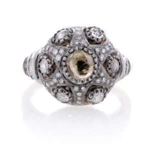    Antique Edwardian Rose Cut Diamond 18k Gold Fancy Ring Jewelry