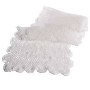  Pack of 2 Elegant White Crocheted Lace Table Runners