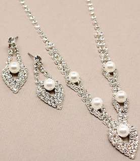Bridal Wedding Jewelry Set Elegant Rhinestone Pearl  