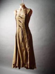 VICTORIAN Steampunk Corset Tie Back Prairie fp Dress XS/S  