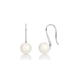   Silver White Button Freshwater Cultured Pearl Earrings   Honora Pearls