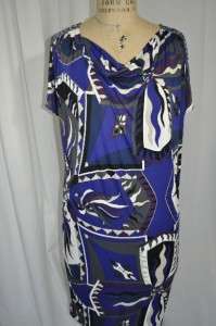 EMILIO PUCCI Purple Silk Print Short Sleeve Dress 44/10  