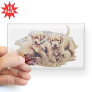  Sticker Clear (Rectangle 10Pk) Golden Retriever Puppies 