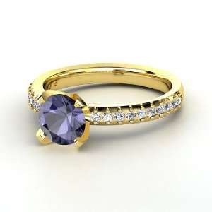  Sabrina Ring, Round Iolite 14K Yellow Gold Ring with 