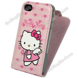 Hello Kitty Flip Leather Hard Case Pouch Cover Skin For Apple iPhone 4 