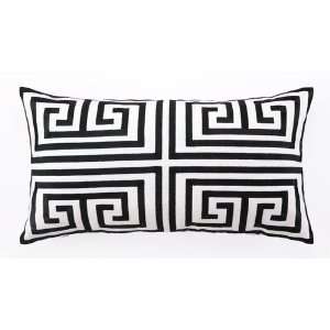  Trina Turk Black Greek Key Embroidered Pillow