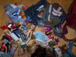 full sized dolls, 85 accessories, clothing, shoes (some mismatched 