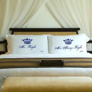   Royal Crown Pillowcases Mr. Right & Mrs. Always Right