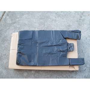  900 Pcs 10x5x19in. Black/Warning Plastic T Shirt Bag 