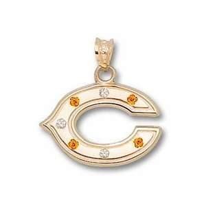 Chicago Bears 1/2 C Pendant with Alternating .01 Citrine Stones and 