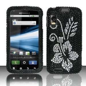  Motorola Atrix 4G MB860 Full Diamond Bling Black Flowers 