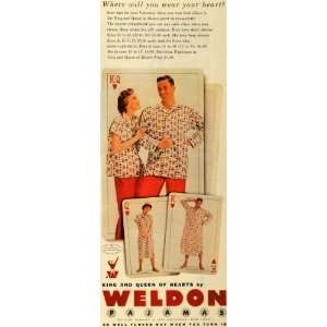  1954 Ad Weldon Pajamas King & Queen of Hearts Clothes 